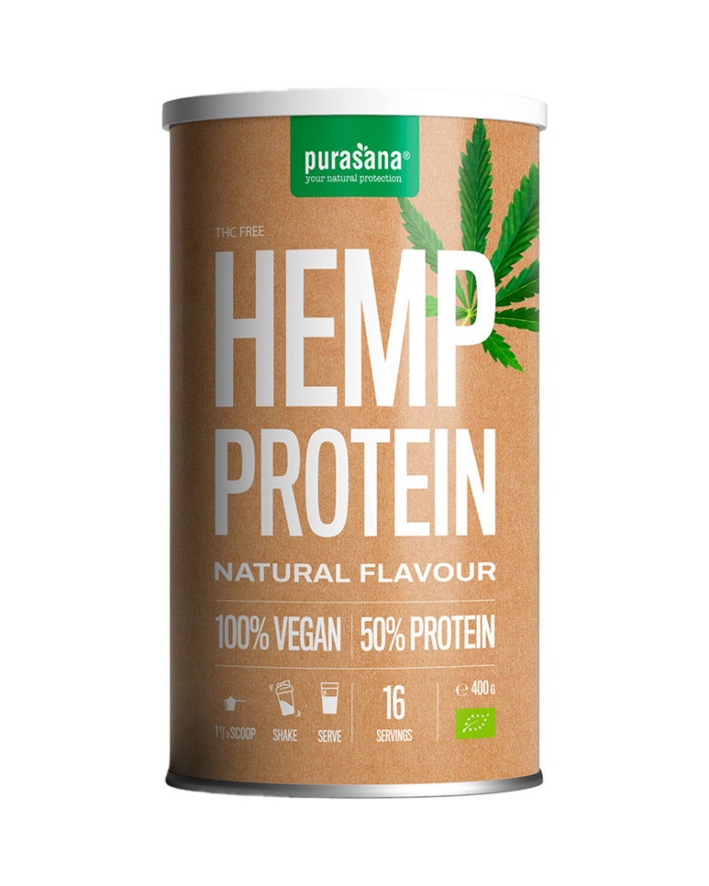 Purasana Vegan protein hemp 50 natural bio 400 g BE-BIO-02 400gr