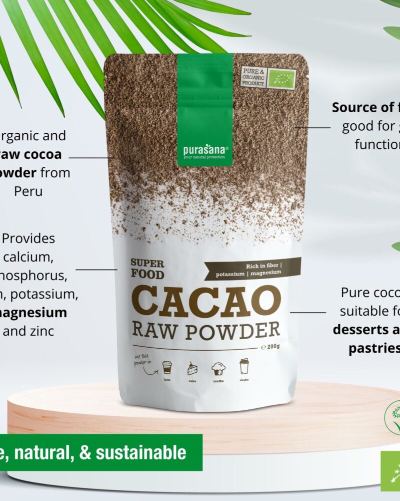 Purasana Cacao Raw Powder 200 gr - Image 4