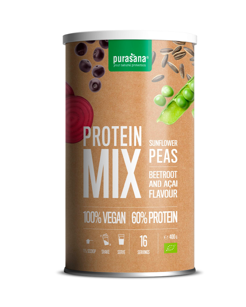 Purasana Vegan protein mix 58% pea/sunflower/acai 400gr