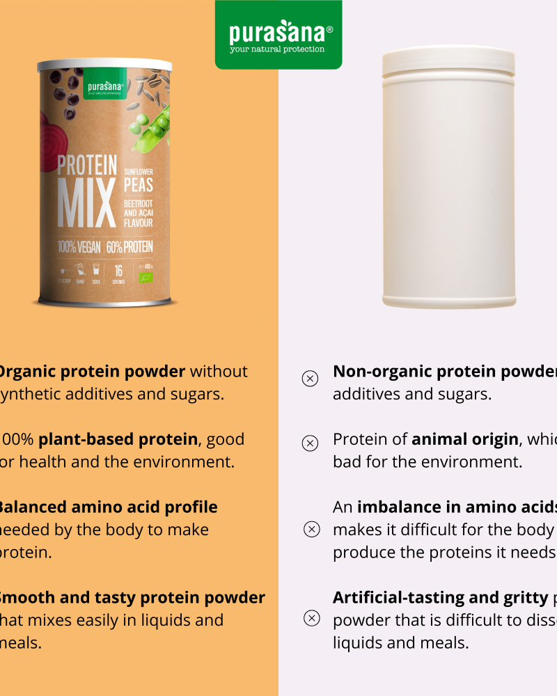 Purasana Vegan protein mix 55% pea/sunfl/hemp/banana - Image 4