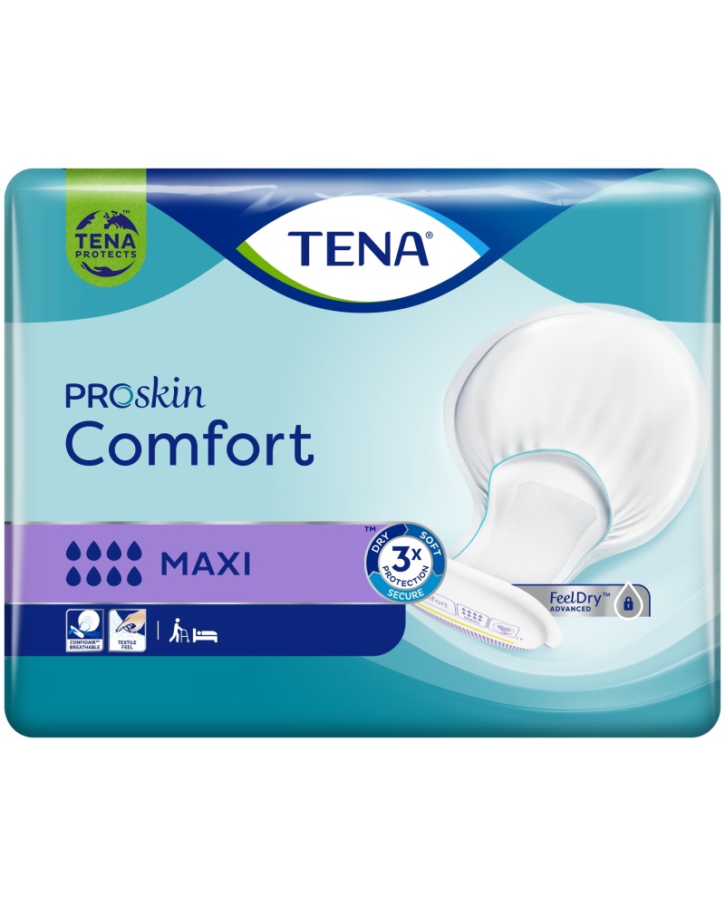 TENA COMFORT PROSKIN PADS MAXI 8 DRPS X28