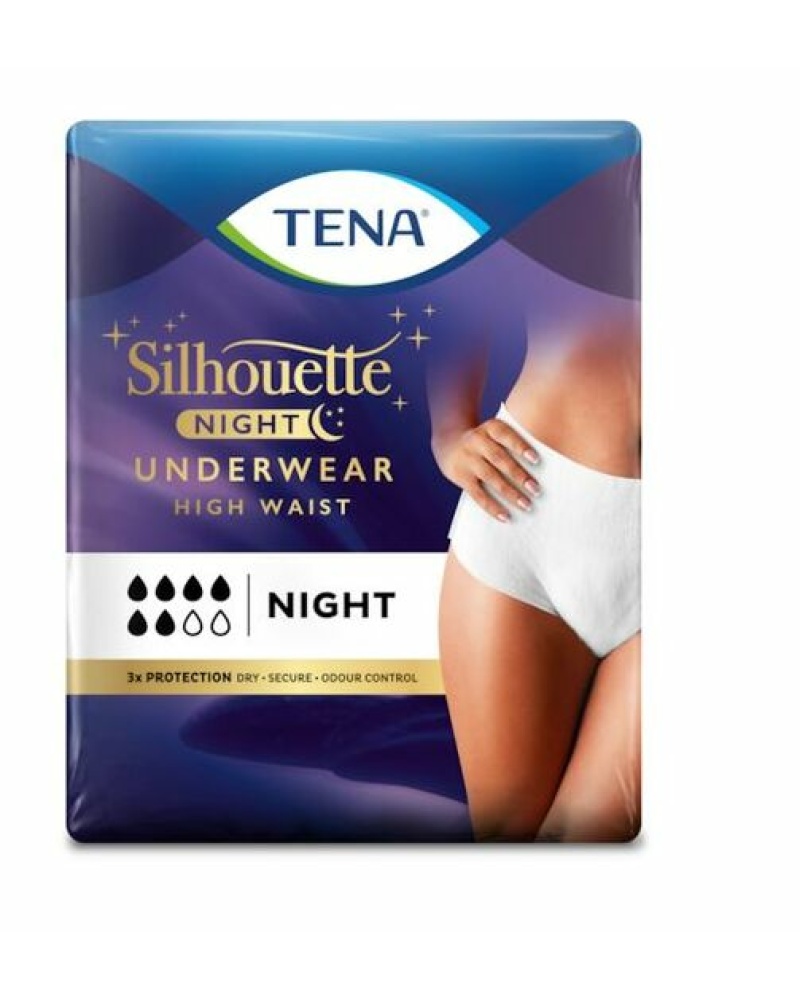 TENA SILHOUETTE WHITE H/W MEDIUM NIGHT  6 DPRS x 8