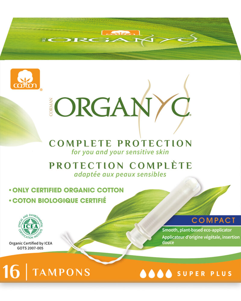 Organyc Compact Tampons Plastic Applicator SUPER PLUS 4 Drops x16