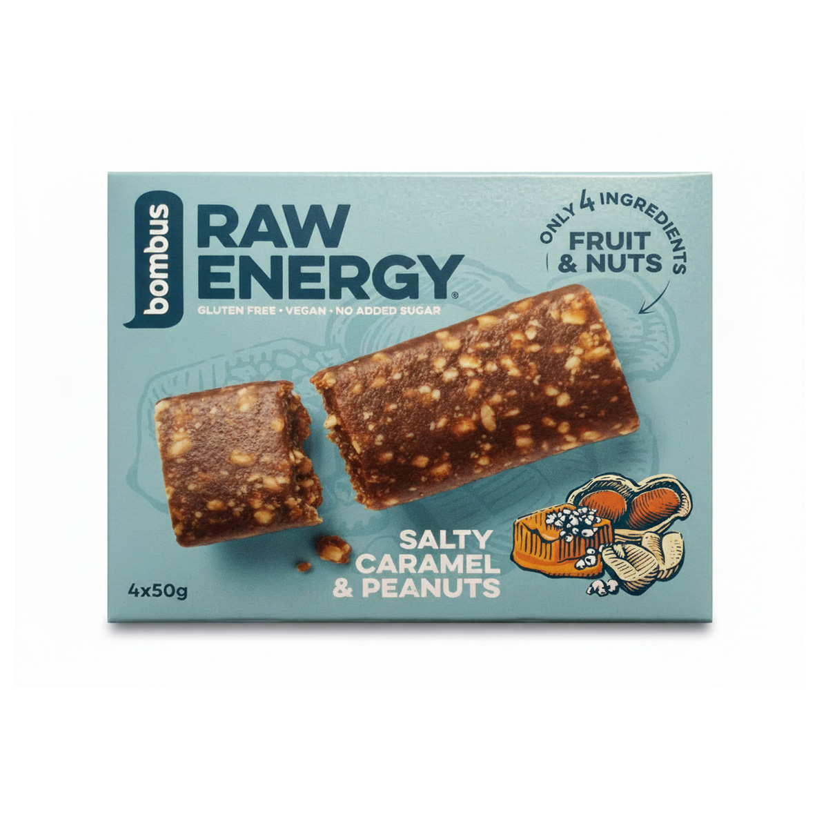 Bombus Raw Energy – Salty Caramel & Peanuts - 4 Pack