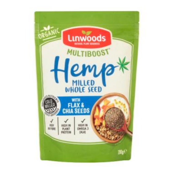 A power packed combination of super seeds offering ultimate nutrition to support active lifestyles. This holistic blend containing organic flax and chia seeds is naturally high in fibre and is cold milled to give a unique texture and protect the nutrients in the seeds. Organic milled hemp seeds are a highly valuable source of plant based protein and Omega fatty acids.