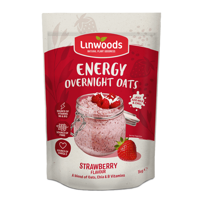 Linwoods Energy Overnight Oats – Strawberry 1KG